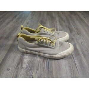 L.L. Bean Women's Eco Woods Lace-Up Shoes Gray Yellow Canvas Size 7.5